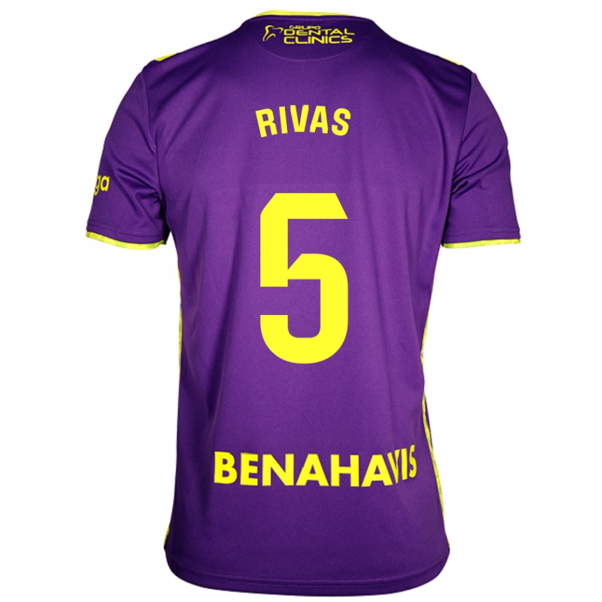 Niño Fútbol Camiseta Juande Rivas #5 Púrpura Amarillo 2ª Equipación 2024/25 Argentina