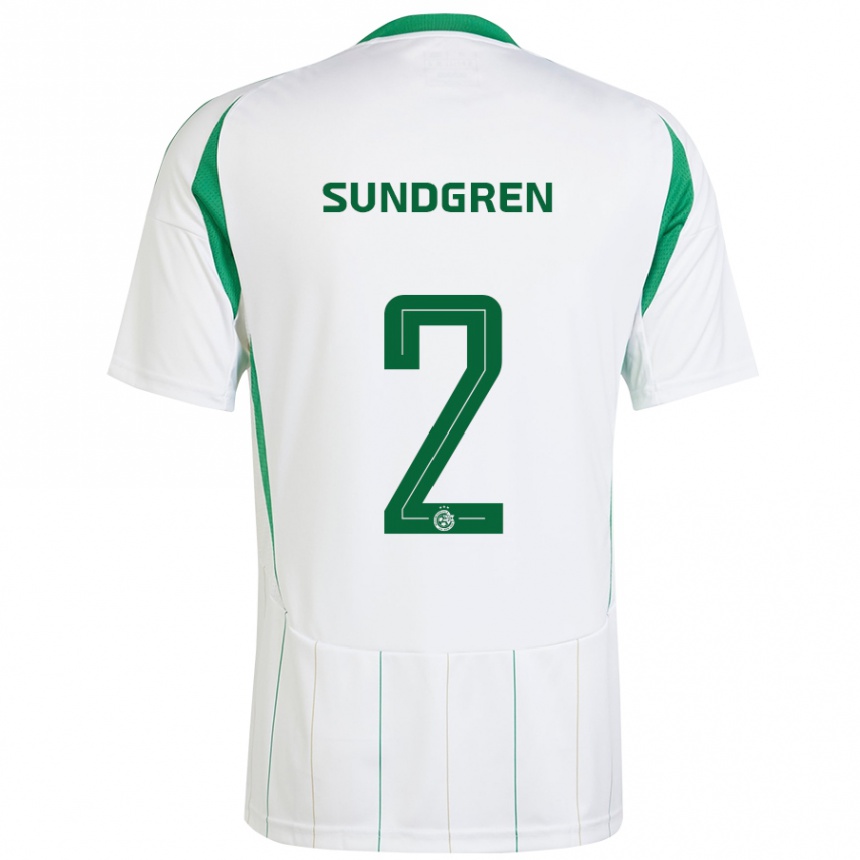 Niño Fútbol Camiseta Daniel Sundgren #2 Blanco Verde 2ª Equipación 2024/25 Argentina