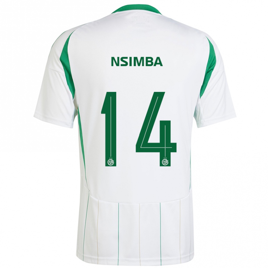 Niño Fútbol Camiseta Vital Nsimba #14 Blanco Verde 2ª Equipación 2024/25 Argentina