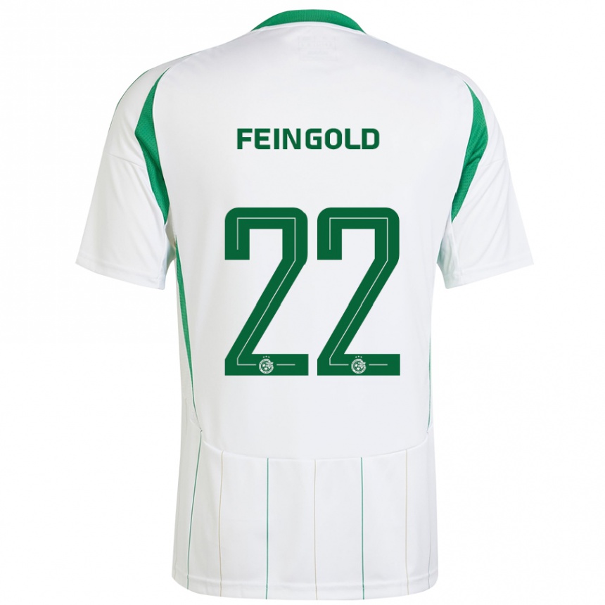 Niño Fútbol Camiseta Ilay Feingold #22 Blanco Verde 2ª Equipación 2024/25 Argentina