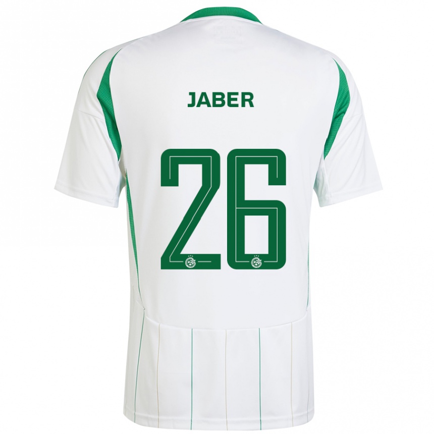 Niño Fútbol Camiseta Mahmoud Jaber #26 Blanco Verde 2ª Equipación 2024/25 Argentina