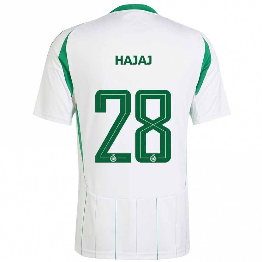 Niño Fútbol Camiseta Ilay Hajaj #28 Blanco Verde 2ª Equipación 2024/25 Argentina