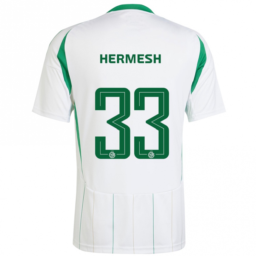 Niño Fútbol Camiseta Liam Hermesh #33 Blanco Verde 2ª Equipación 2024/25 Argentina