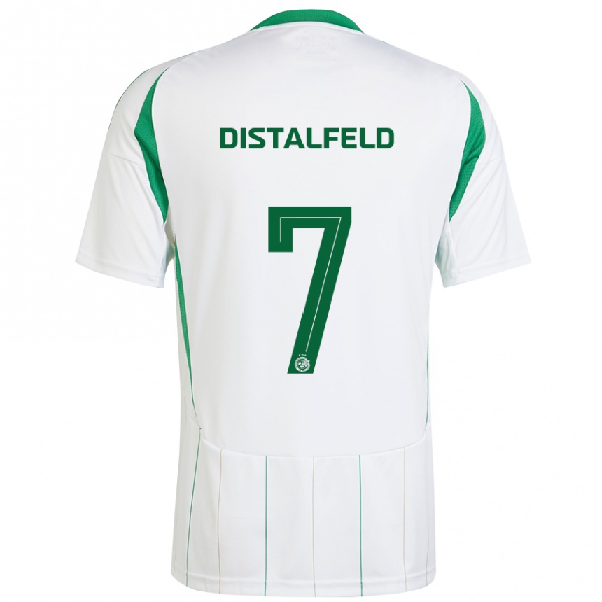 Niño Fútbol Camiseta Yanai Distalfeld #7 Blanco Verde 2ª Equipación 2024/25 Argentina