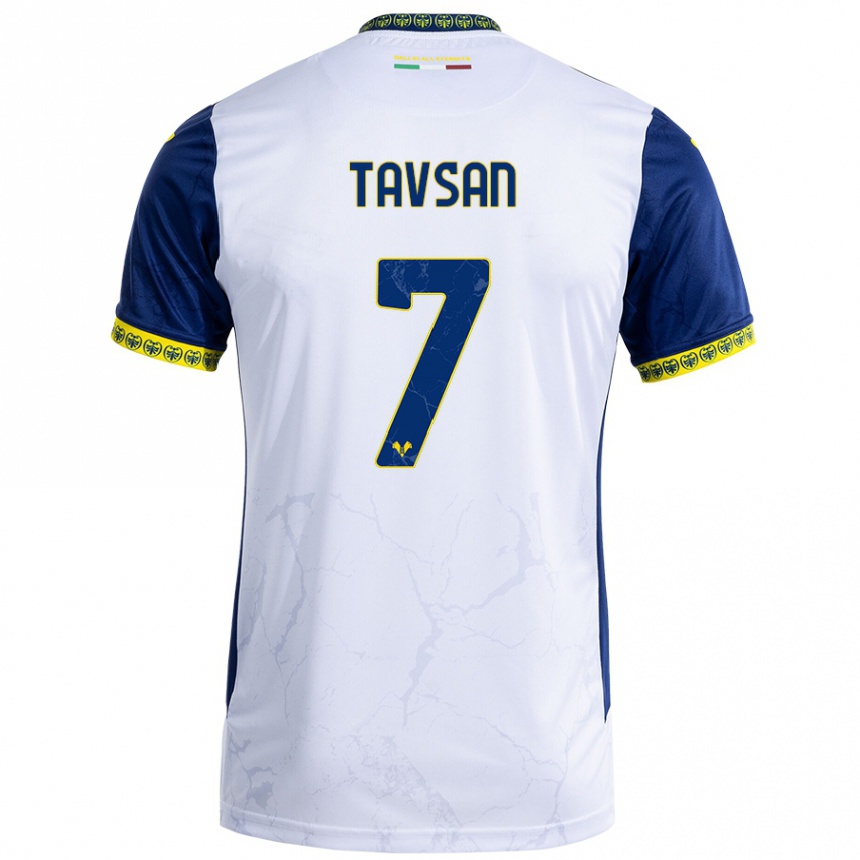 Niño Fútbol Camiseta Elayis Tavsan #7 Blanco Azul 2ª Equipación 2024/25 Argentina