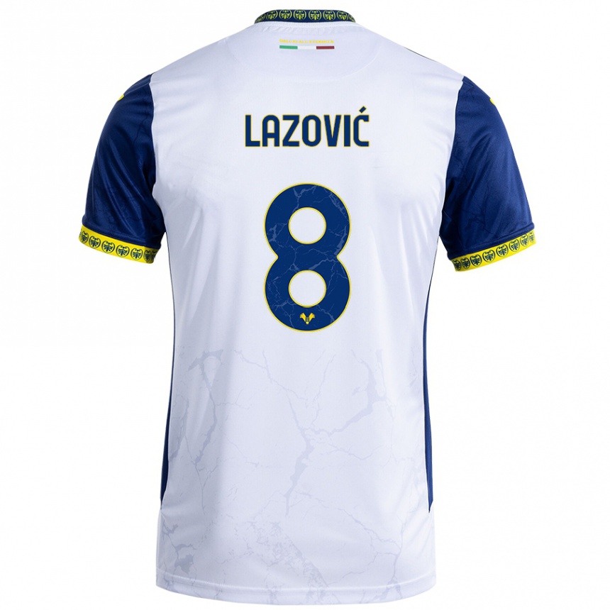 Niño Fútbol Camiseta Darko Lazović #8 Blanco Azul 2ª Equipación 2024/25 Argentina