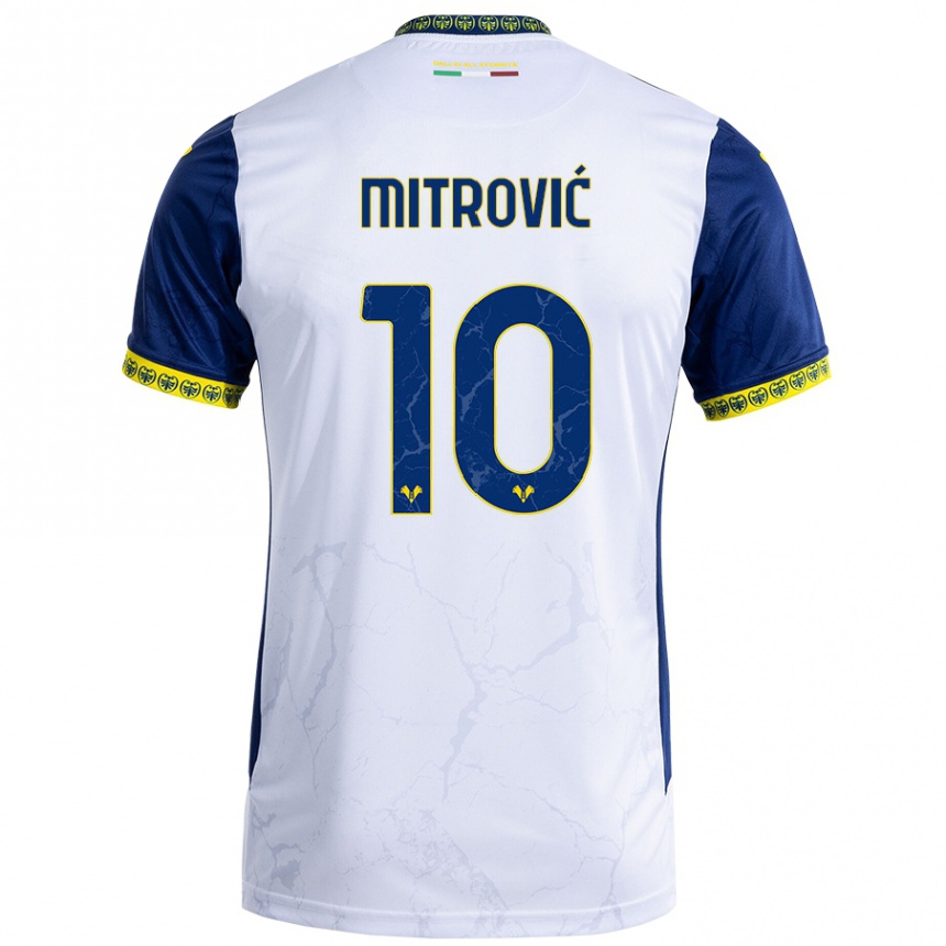 Niño Fútbol Camiseta Stefan Mitrović #10 Blanco Azul 2ª Equipación 2024/25 Argentina