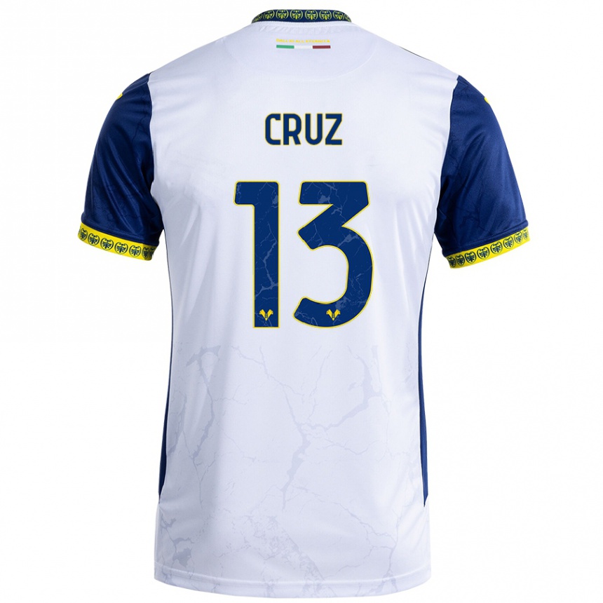 Niño Fútbol Camiseta Juan Manuel Cruz #13 Blanco Azul 2ª Equipación 2024/25 Argentina