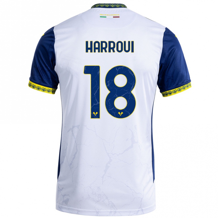 Niño Fútbol Camiseta Abdou Harroui #18 Blanco Azul 2ª Equipación 2024/25 Argentina