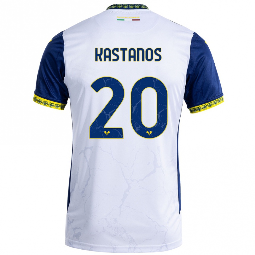 Niño Fútbol Camiseta Grigoris Kastanos #20 Blanco Azul 2ª Equipación 2024/25 Argentina