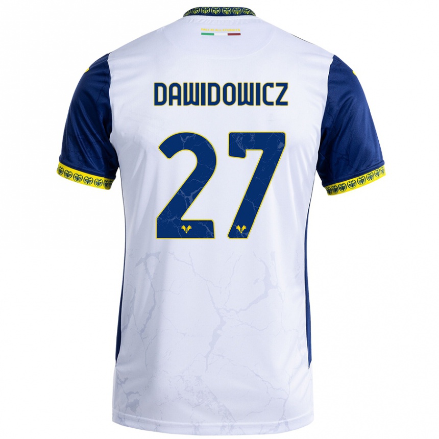 Niño Fútbol Camiseta Pawel Dawidowicz #27 Blanco Azul 2ª Equipación 2024/25 Argentina