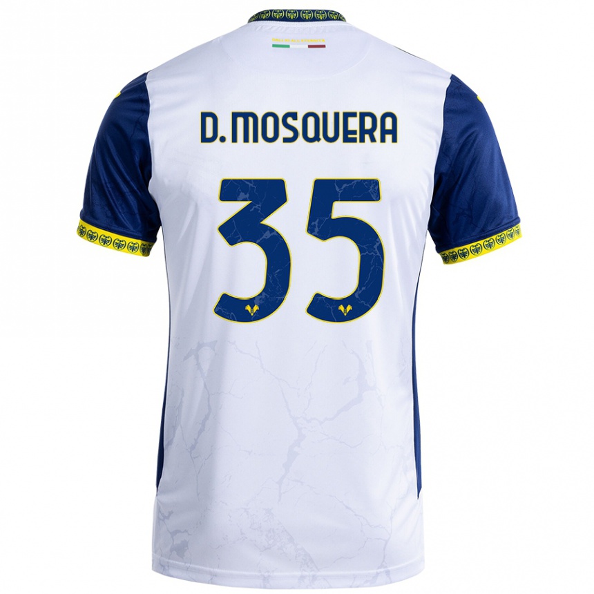 Niño Fútbol Camiseta Daniel Mosquera #35 Blanco Azul 2ª Equipación 2024/25 Argentina