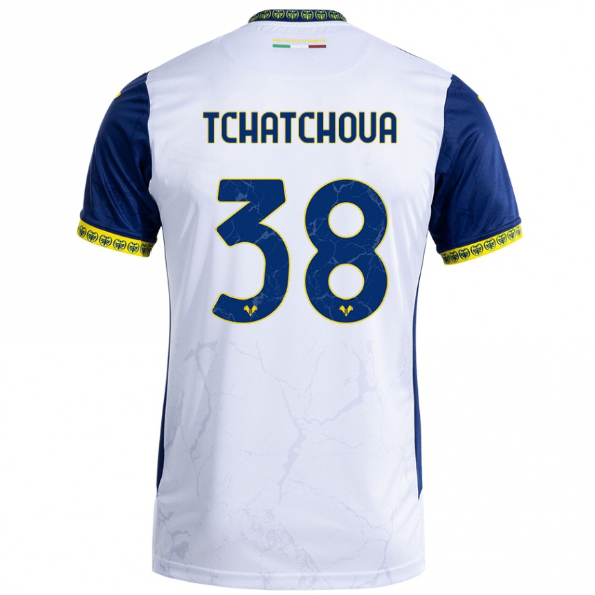 Niño Fútbol Camiseta Jackson Tchatchoua #38 Blanco Azul 2ª Equipación 2024/25 Argentina