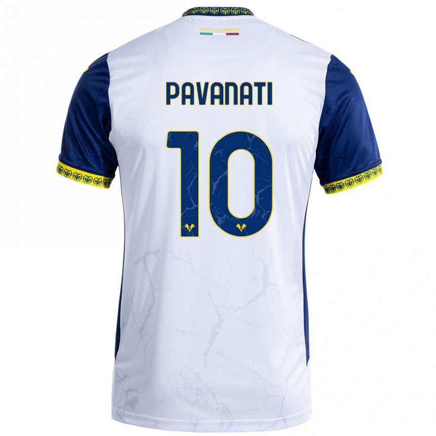 Niño Fútbol Camiseta Alessandro Pavanati #10 Blanco Azul 2ª Equipación 2024/25 Argentina