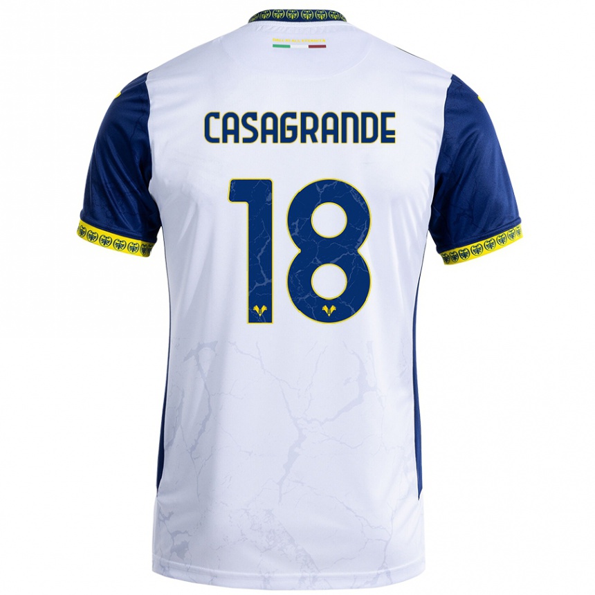 Niño Fútbol Camiseta Davide Casagrande #18 Blanco Azul 2ª Equipación 2024/25 Argentina