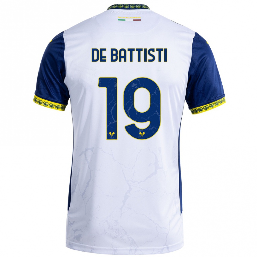 Niño Fútbol Camiseta Davide De Battisti #19 Blanco Azul 2ª Equipación 2024/25 Argentina