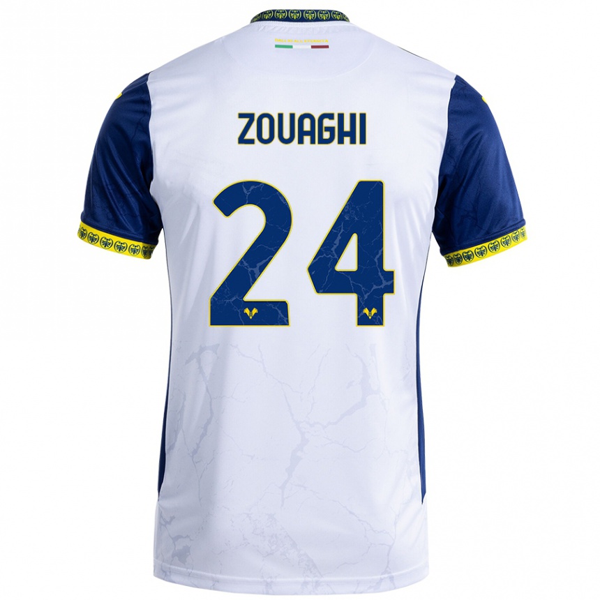 Niño Fútbol Camiseta Thomas Zouaghi #24 Blanco Azul 2ª Equipación 2024/25 Argentina