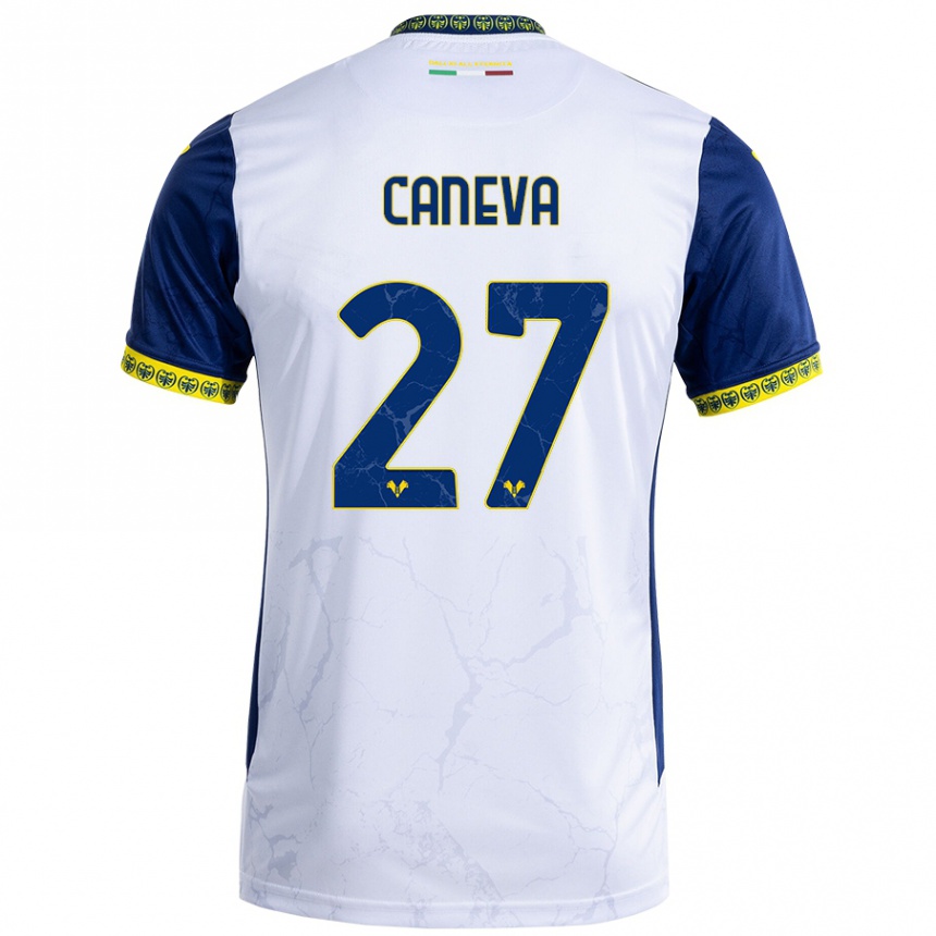 Niño Fútbol Camiseta Elia Caneva #27 Blanco Azul 2ª Equipación 2024/25 Argentina