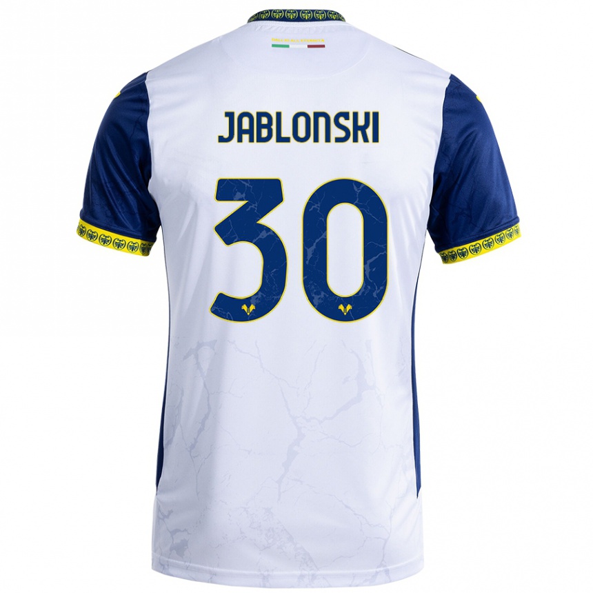 Niño Fútbol Camiseta Darvin Jablonski #30 Blanco Azul 2ª Equipación 2024/25 Argentina