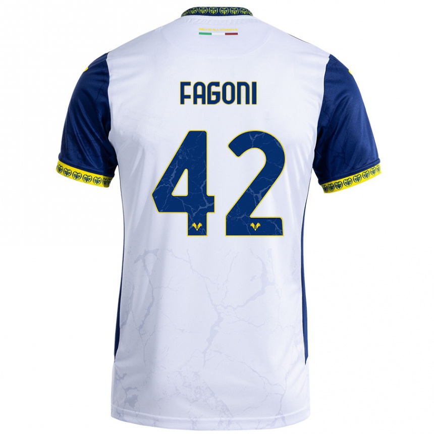 Niño Fútbol Camiseta Marco Fagoni #42 Blanco Azul 2ª Equipación 2024/25 Argentina