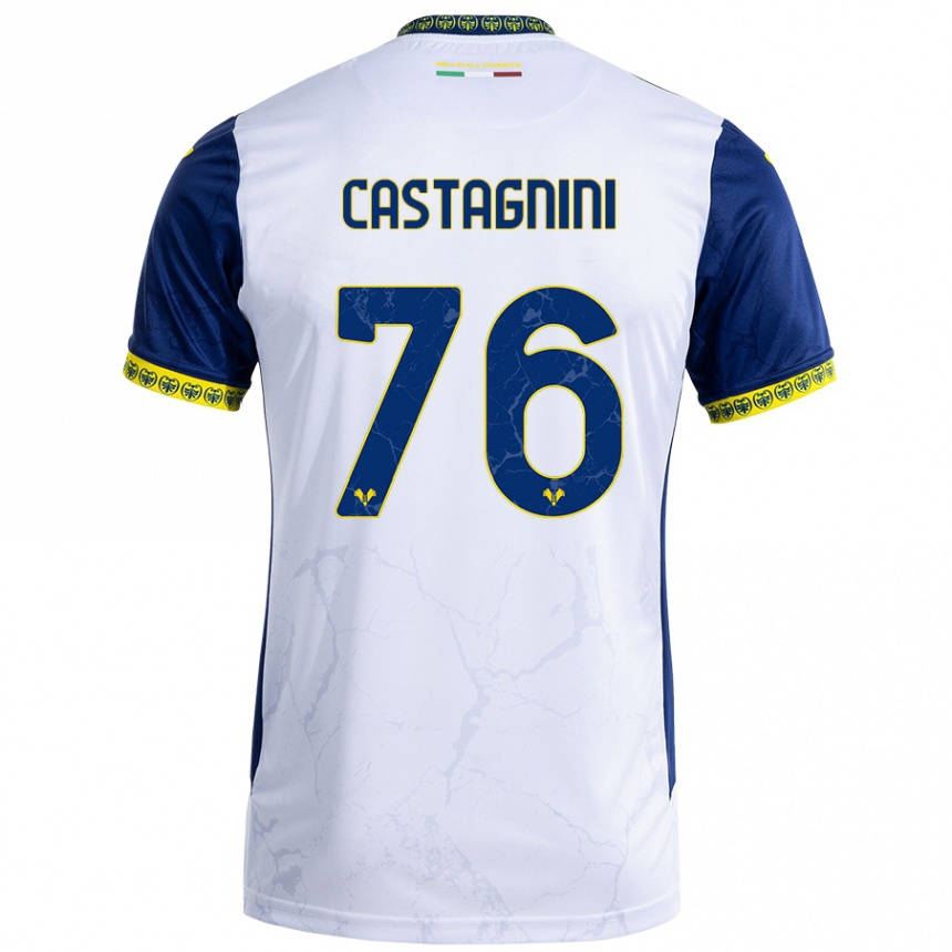 Niño Fútbol Camiseta Mirko Castagnini #76 Blanco Azul 2ª Equipación 2024/25 Argentina