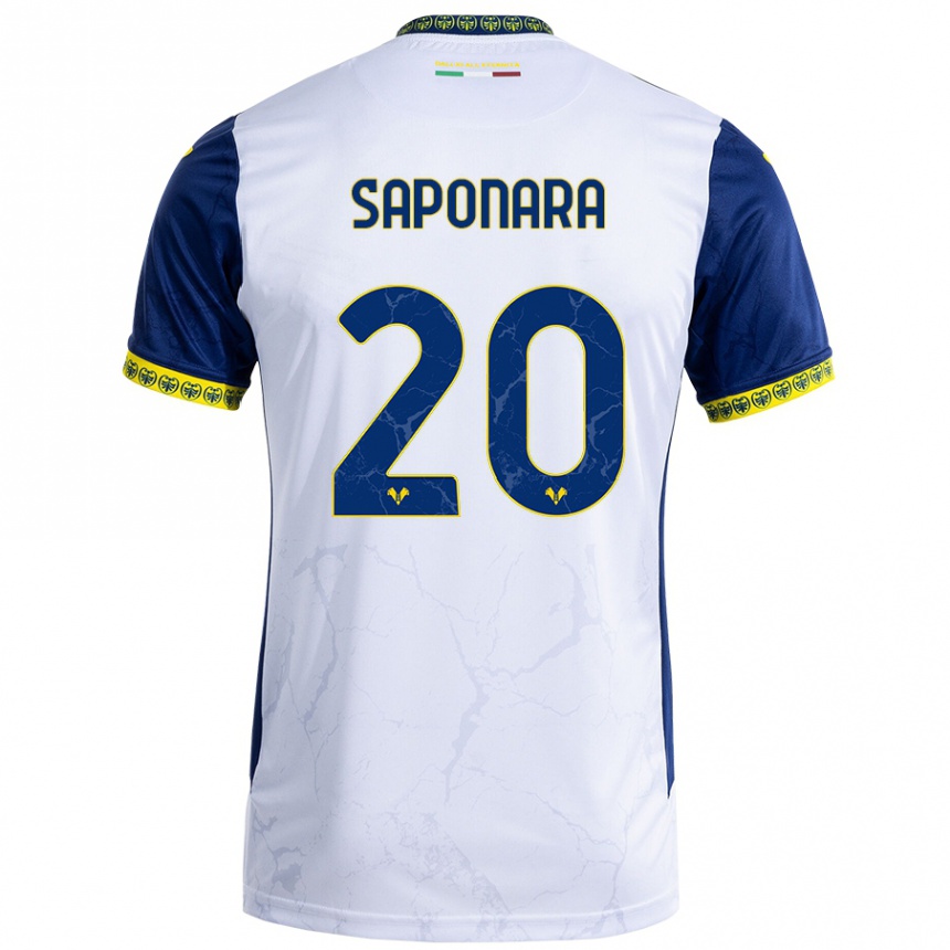 Niño Fútbol Camiseta Riccardo Saponara #20 Blanco Azul 2ª Equipación 2024/25 Argentina