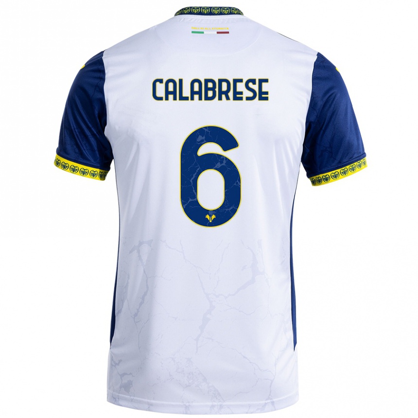 Niño Fútbol Camiseta Nicolò Calabrese #6 Blanco Azul 2ª Equipación 2024/25 Argentina