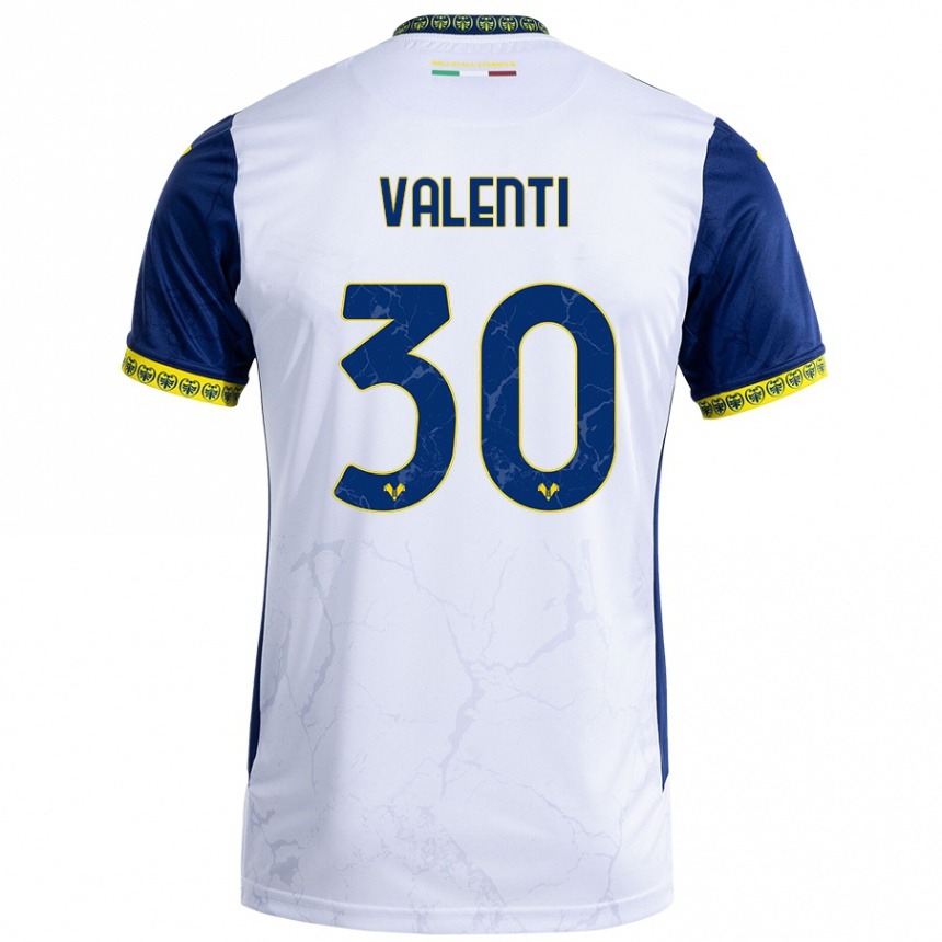 Niño Fútbol Camiseta Francesco Valenti #30 Blanco Azul 2ª Equipación 2024/25 Argentina