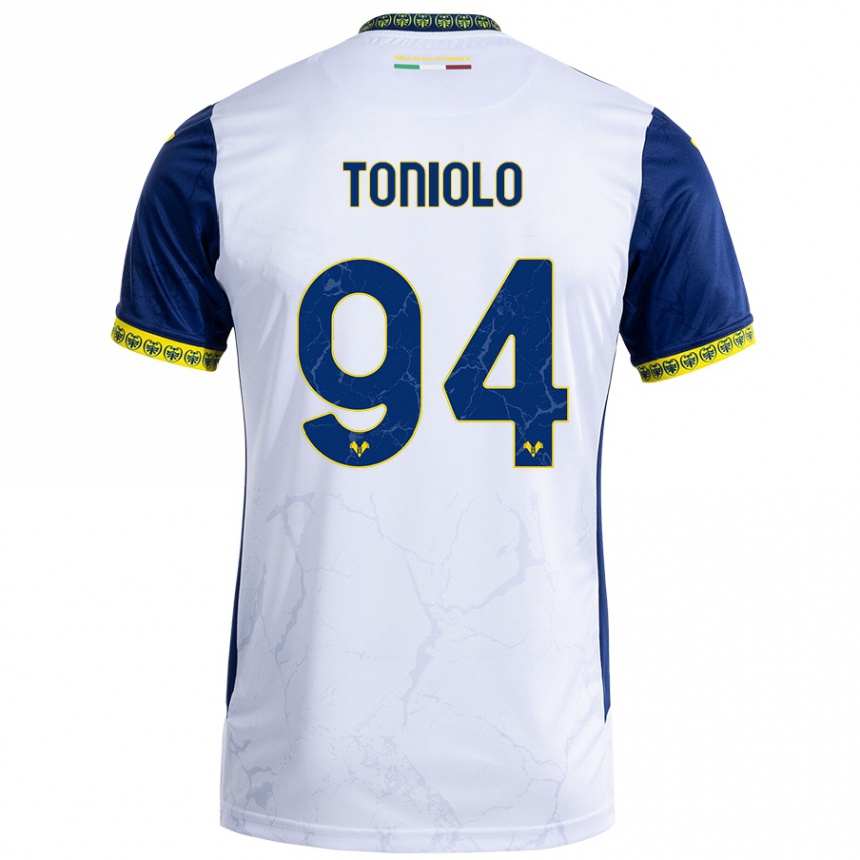 Niño Fútbol Camiseta Giacomo Toniolo #94 Blanco Azul 2ª Equipación 2024/25 Argentina