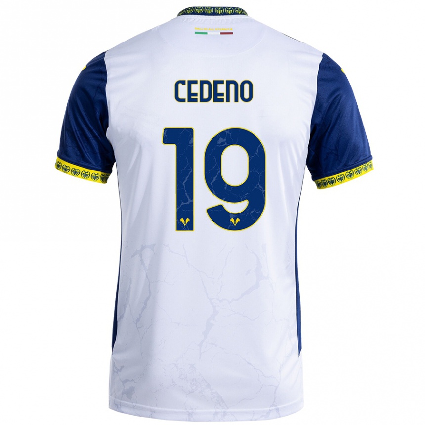 Niño Fútbol Camiseta Lineth Cedeno #19 Blanco Azul 2ª Equipación 2024/25 Argentina