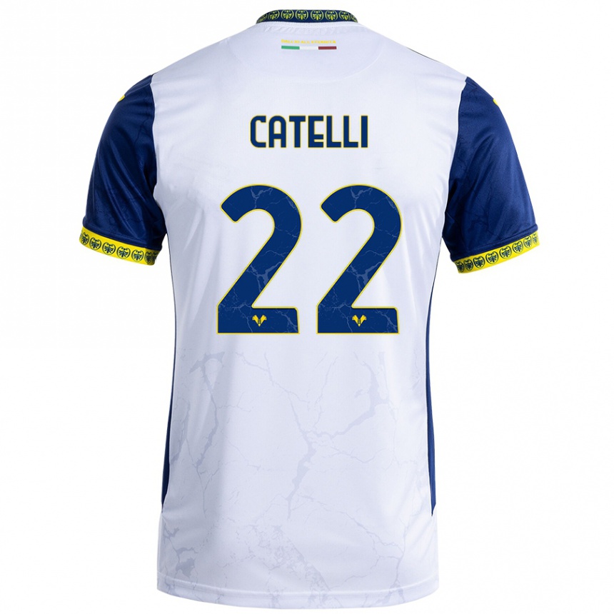 Niño Fútbol Camiseta Anna Catelli #22 Blanco Azul 2ª Equipación 2024/25 Argentina