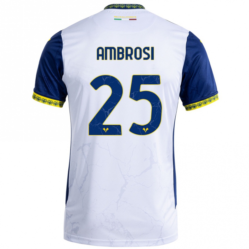 Niño Fútbol Camiseta Caterina Ambrosi #25 Blanco Azul 2ª Equipación 2024/25 Argentina