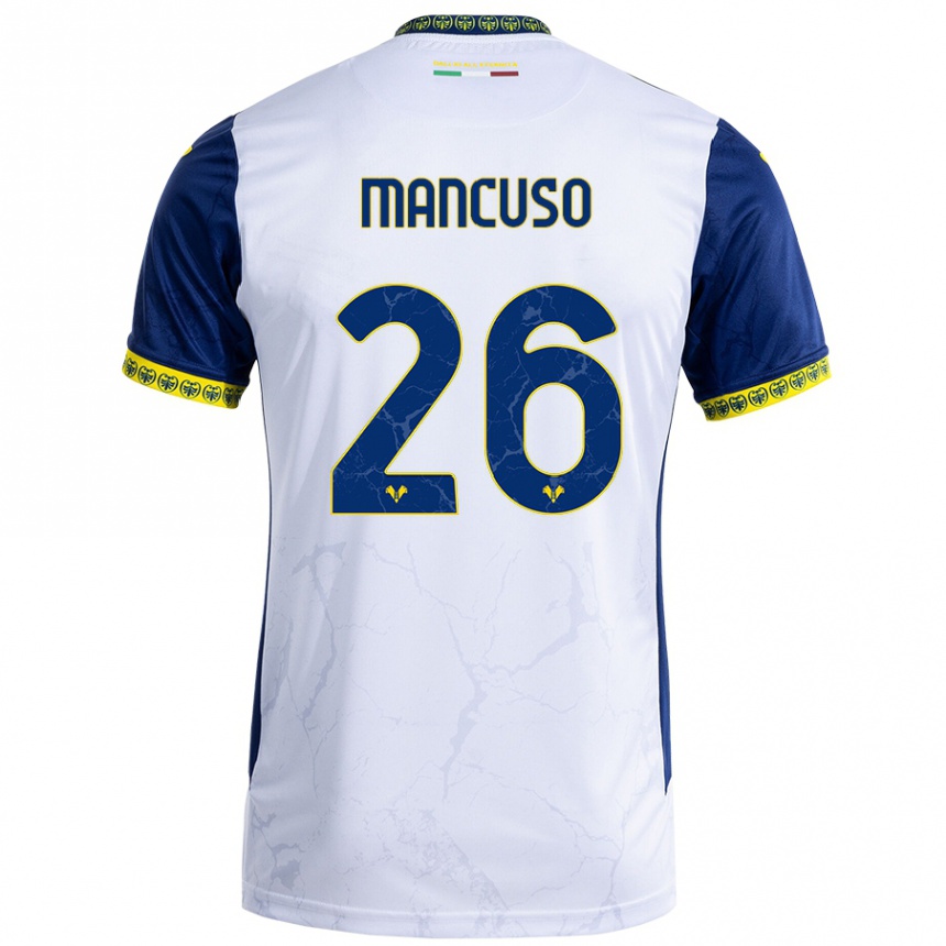 Niño Fútbol Camiseta Giulia Mancuso #26 Blanco Azul 2ª Equipación 2024/25 Argentina