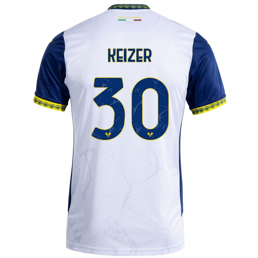 Niño Fútbol Camiseta Fanny Keizer #30 Blanco Azul 2ª Equipación 2024/25 Argentina