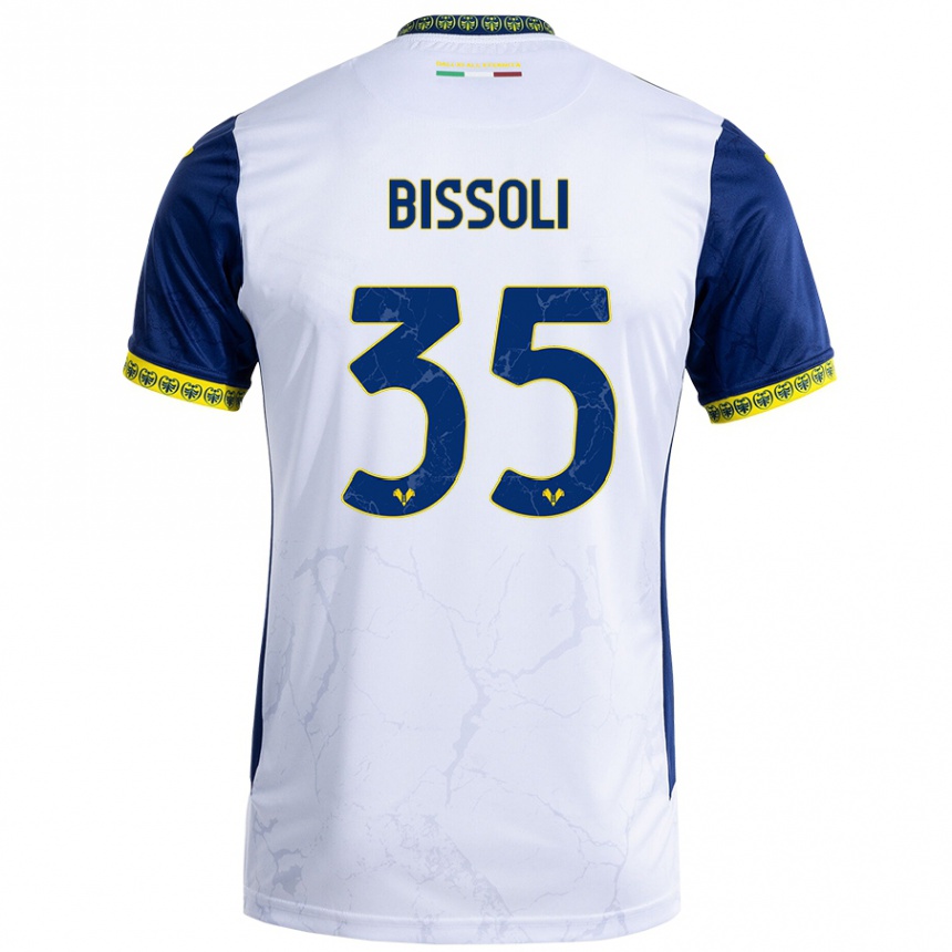 Niño Fútbol Camiseta Noemí Bissoli #35 Blanco Azul 2ª Equipación 2024/25 Argentina