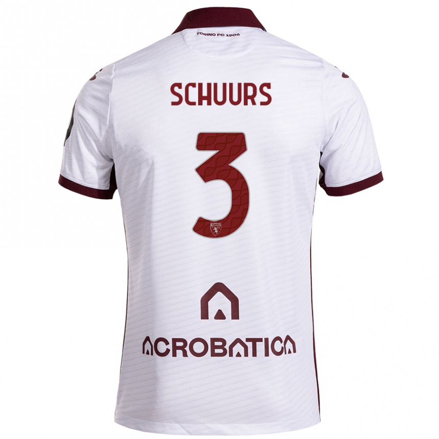 Niño Fútbol Camiseta Perr Schuurs #3 Blanco Granate 2ª Equipación 2024/25 Argentina