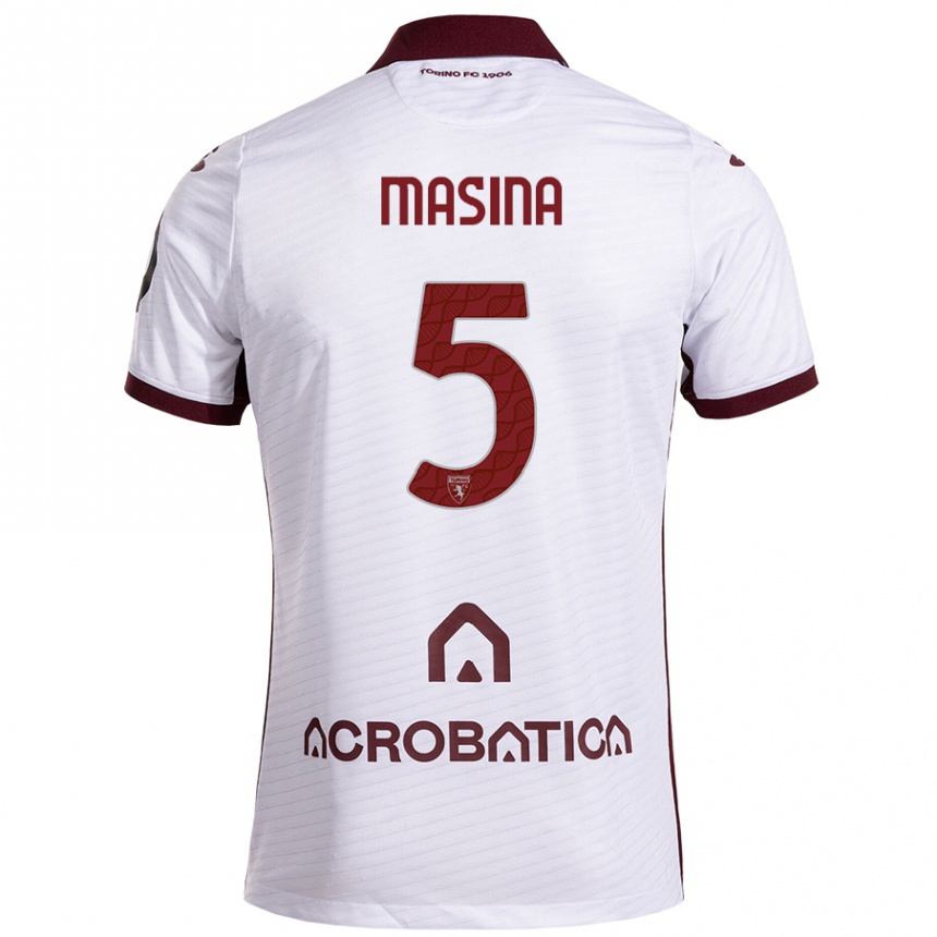 Niño Fútbol Camiseta Adam Masina #5 Blanco Granate 2ª Equipación 2024/25 Argentina