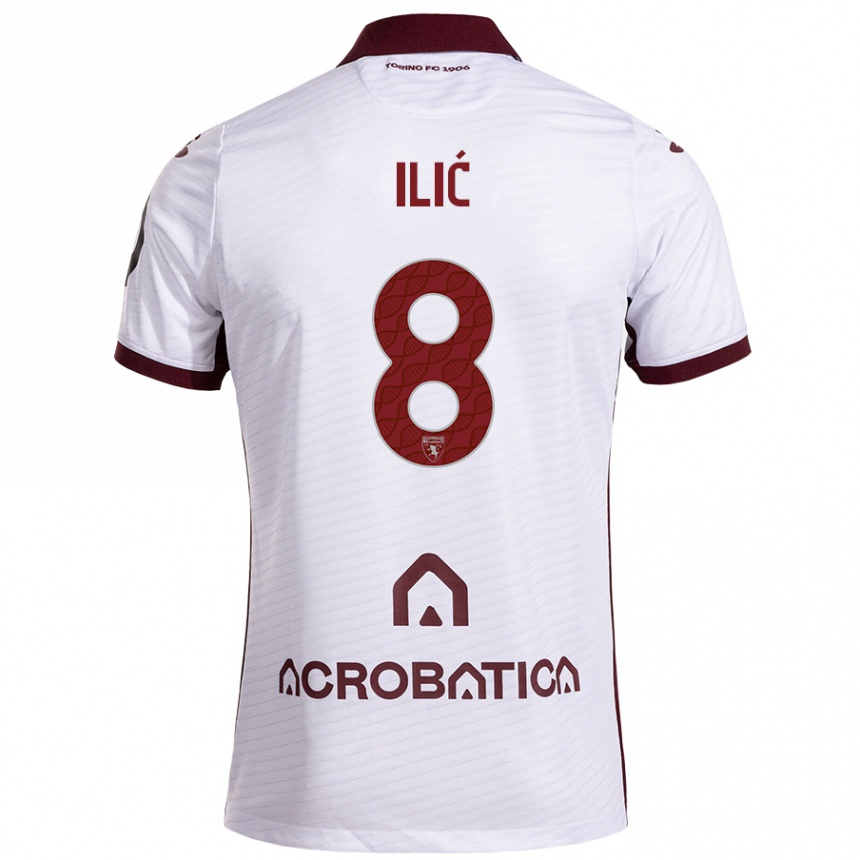 Niño Fútbol Camiseta Ivan Ilić #8 Blanco Granate 2ª Equipación 2024/25 Argentina