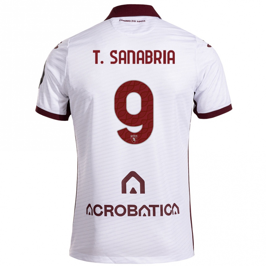 Niño Fútbol Camiseta Antonio Sanabria #9 Blanco Granate 2ª Equipación 2024/25 Argentina