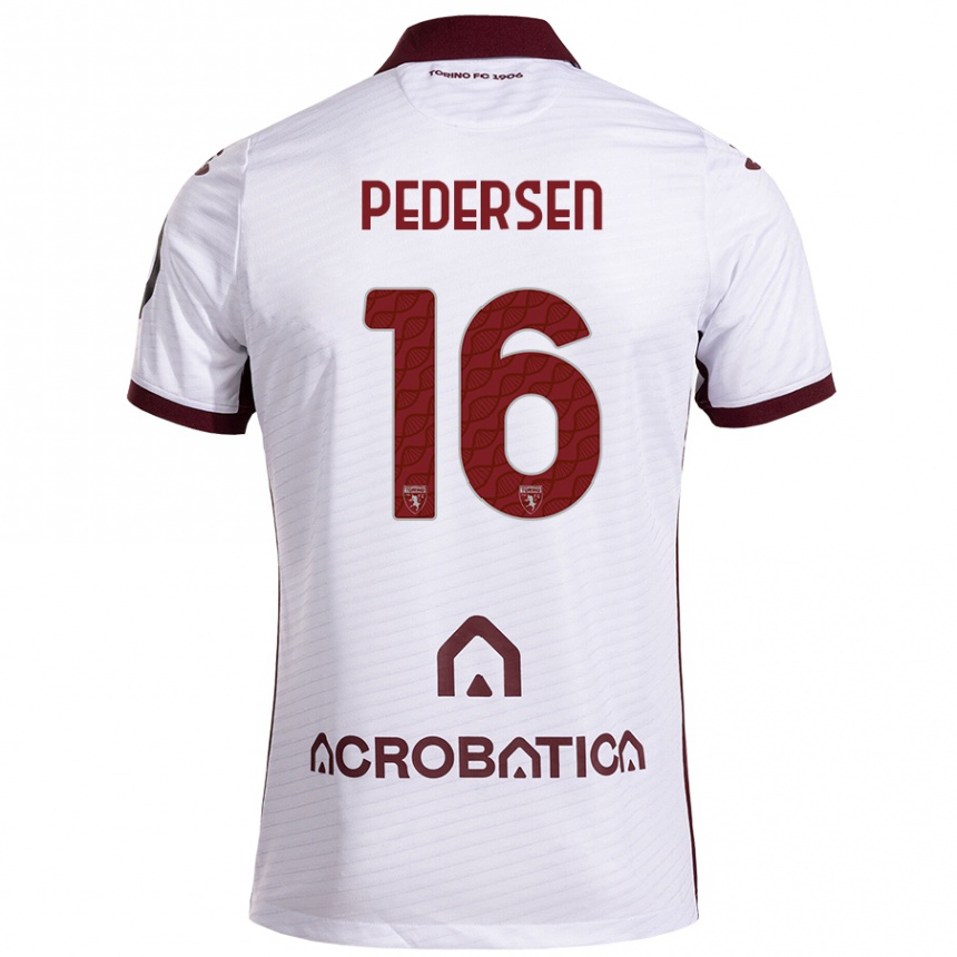 Niño Fútbol Camiseta Marcus Pedersen #16 Blanco Granate 2ª Equipación 2024/25 Argentina