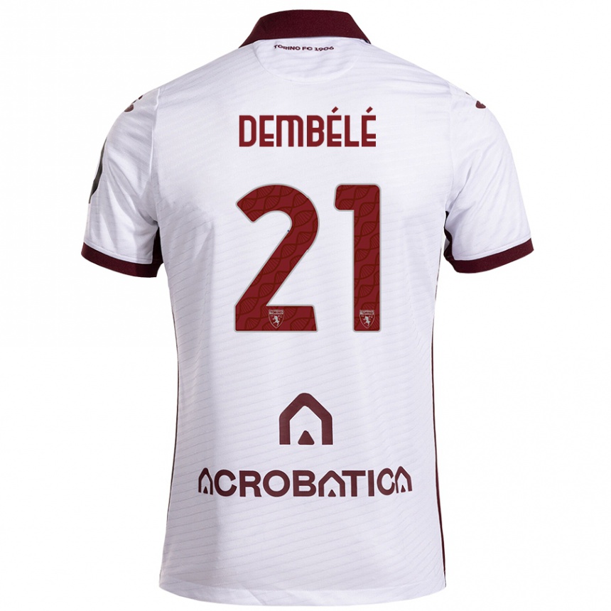 Niño Fútbol Camiseta Ali Dembélé #21 Blanco Granate 2ª Equipación 2024/25 Argentina