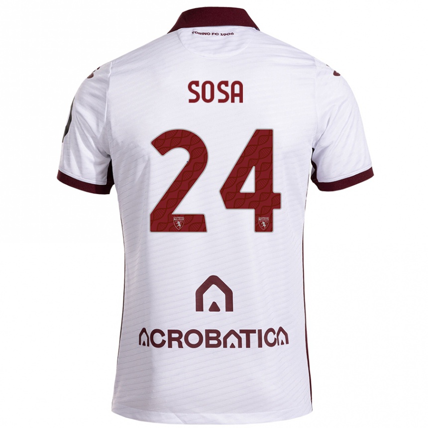 Niño Fútbol Camiseta Borna Sosa #24 Blanco Granate 2ª Equipación 2024/25 Argentina