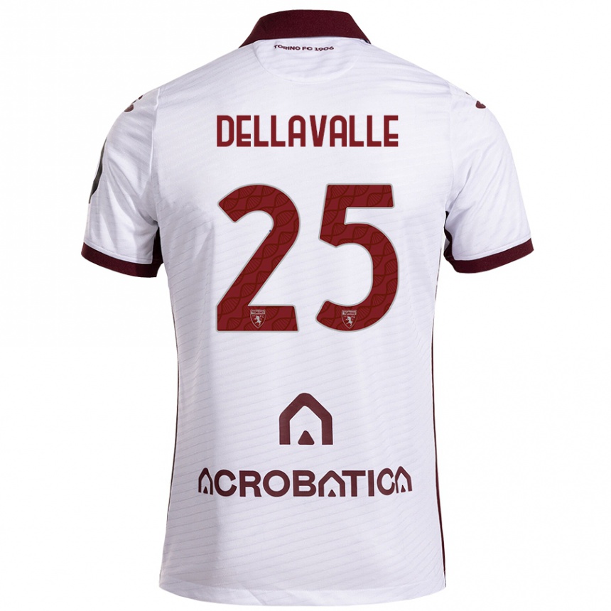 Niño Fútbol Camiseta Alessandro Dellavalle #25 Blanco Granate 2ª Equipación 2024/25 Argentina