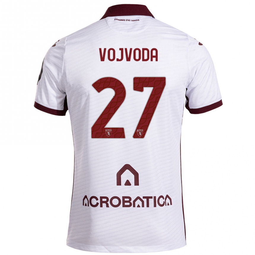 Niño Fútbol Camiseta Mërgim Vojvoda #27 Blanco Granate 2ª Equipación 2024/25 Argentina