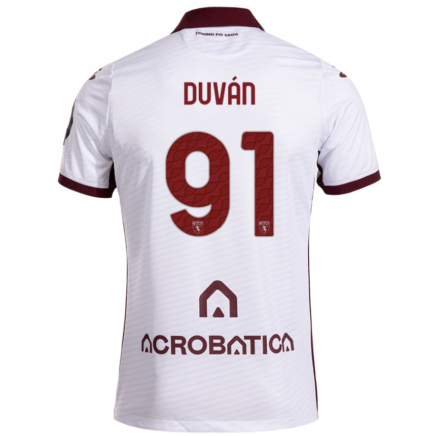 Niño Fútbol Camiseta Duván Zapata #91 Blanco Granate 2ª Equipación 2024/25 Argentina