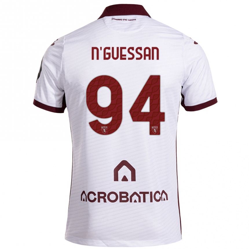 Niño Fútbol Camiseta Ange Caumenan N'guessan #94 Blanco Granate 2ª Equipación 2024/25 Argentina