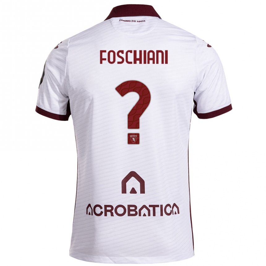 Niño Fútbol Camiseta Francesco Foschiani #0 Blanco Granate 2ª Equipación 2024/25 Argentina