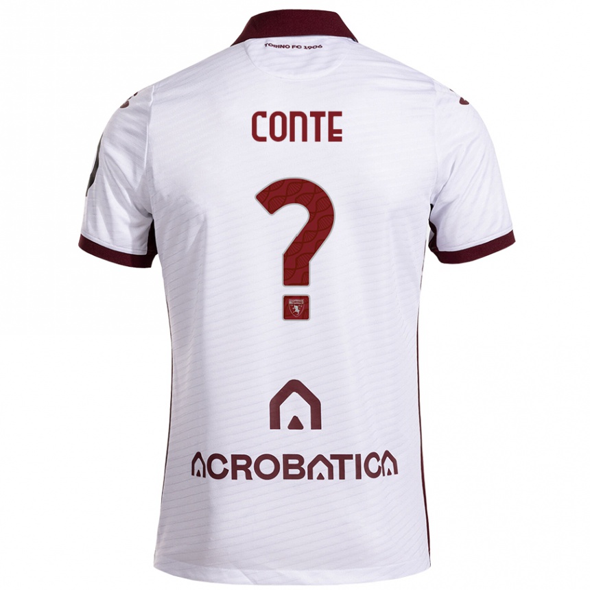 Niño Fútbol Camiseta Gioele Conte #0 Blanco Granate 2ª Equipación 2024/25 Argentina