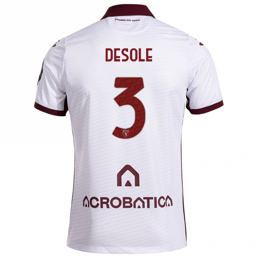 Niño Fútbol Camiseta Fabio Desole #3 Blanco Granate 2ª Equipación 2024/25 Argentina