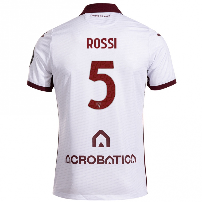 Niño Fútbol Camiseta Simone Rossi #5 Blanco Granate 2ª Equipación 2024/25 Argentina